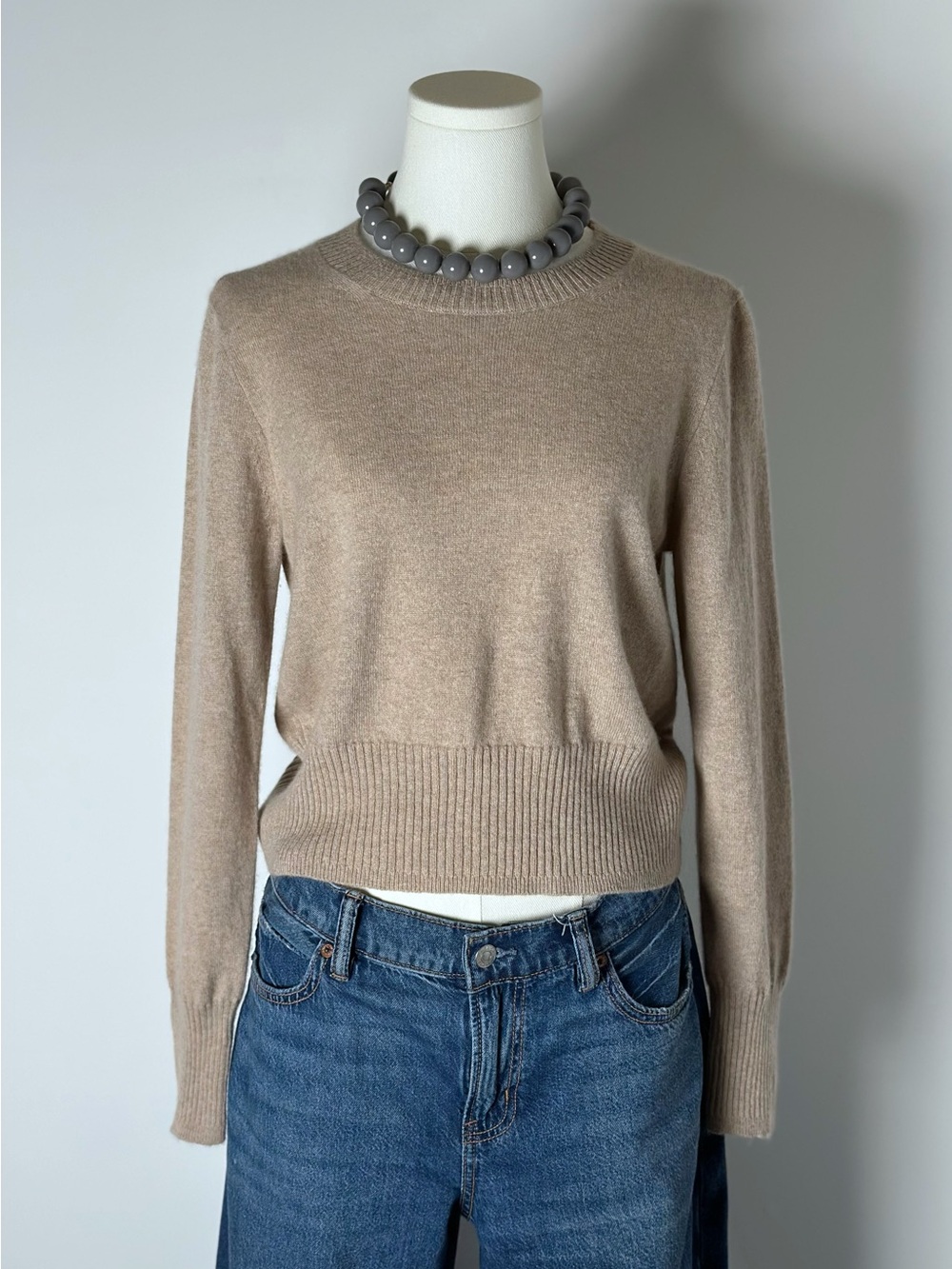 J.Crew Very Good Condition 100% Cashmere Cropped Sweater Women’s M Oatmeal Beige